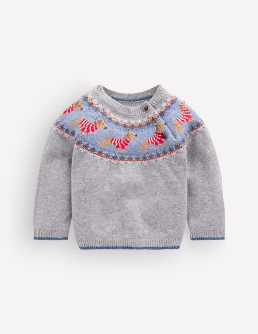 Fair isle Jumper-Grey Marl Puppy