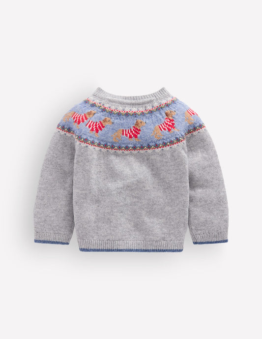 Fair isle Jumper-Grey Marl Puppy
