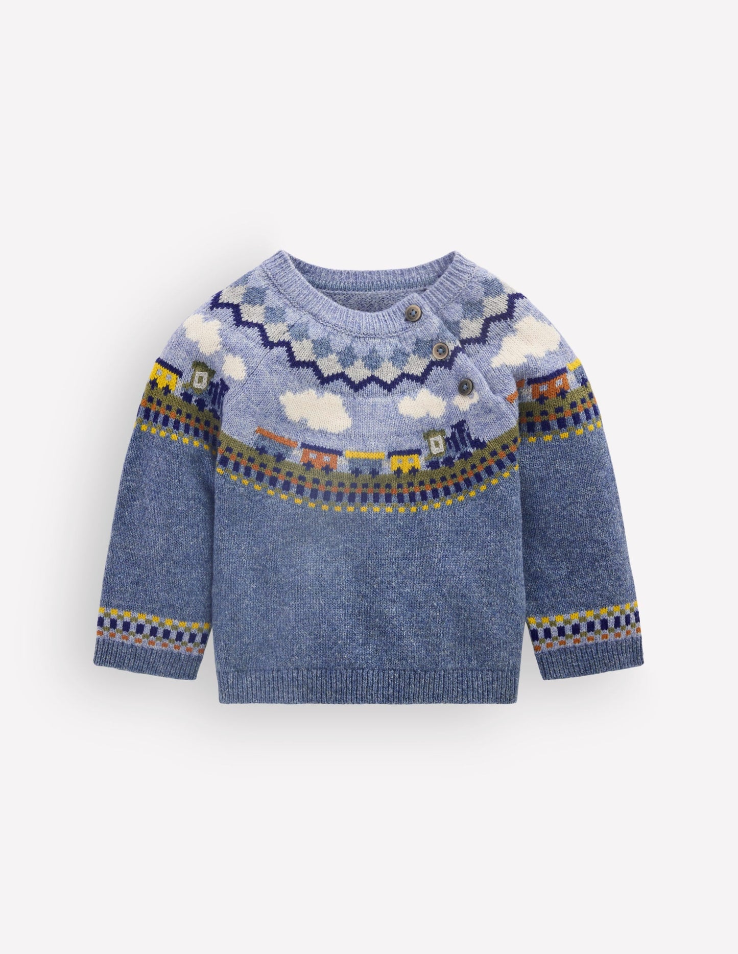 Fair isle Jumper-Glacier Blue Marl Train