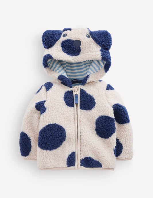 Novelty Cosy Borg Jacket-Navy & Ivory Dog