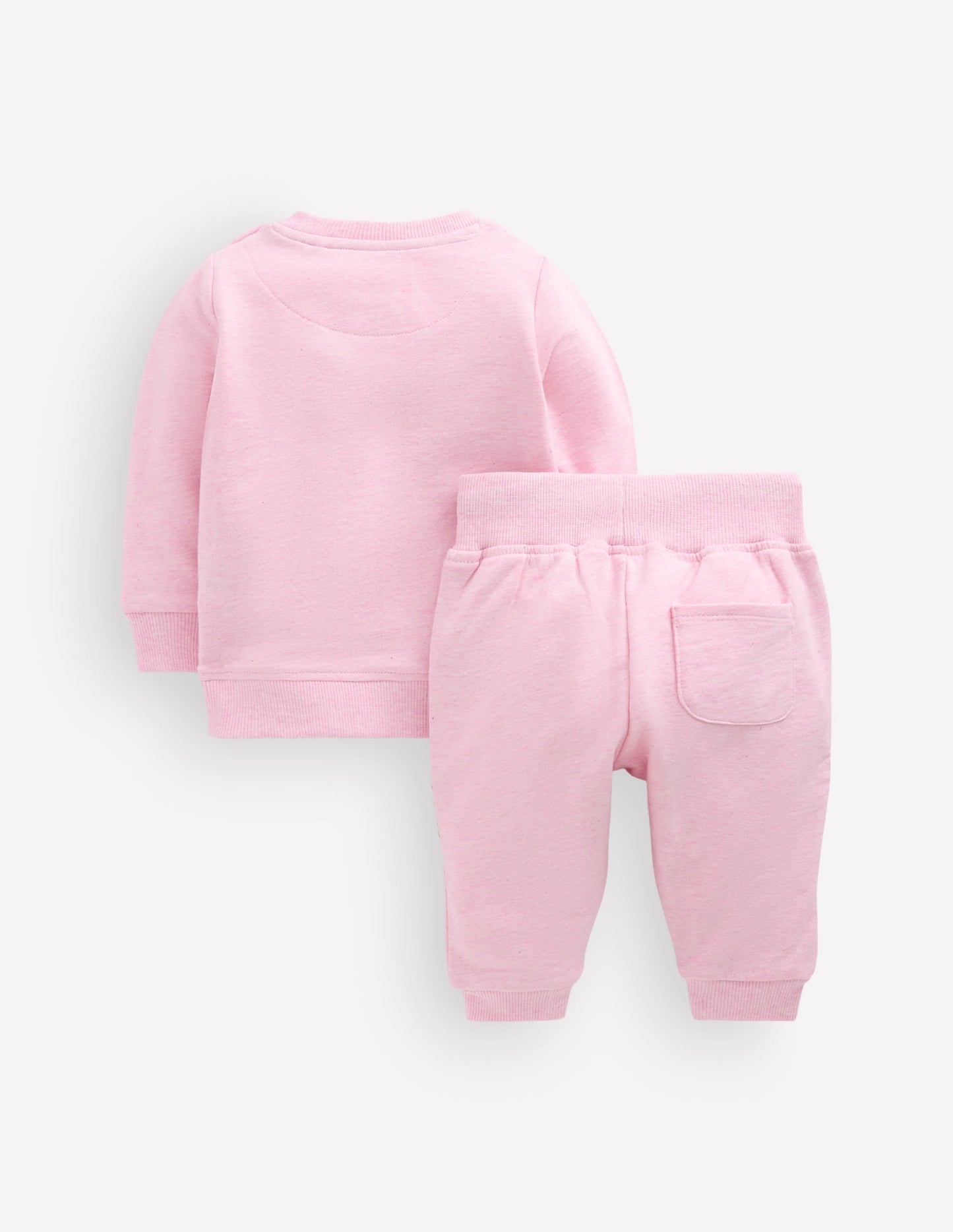 Appliqué Sweatshirt Set-Pale Pink Farm