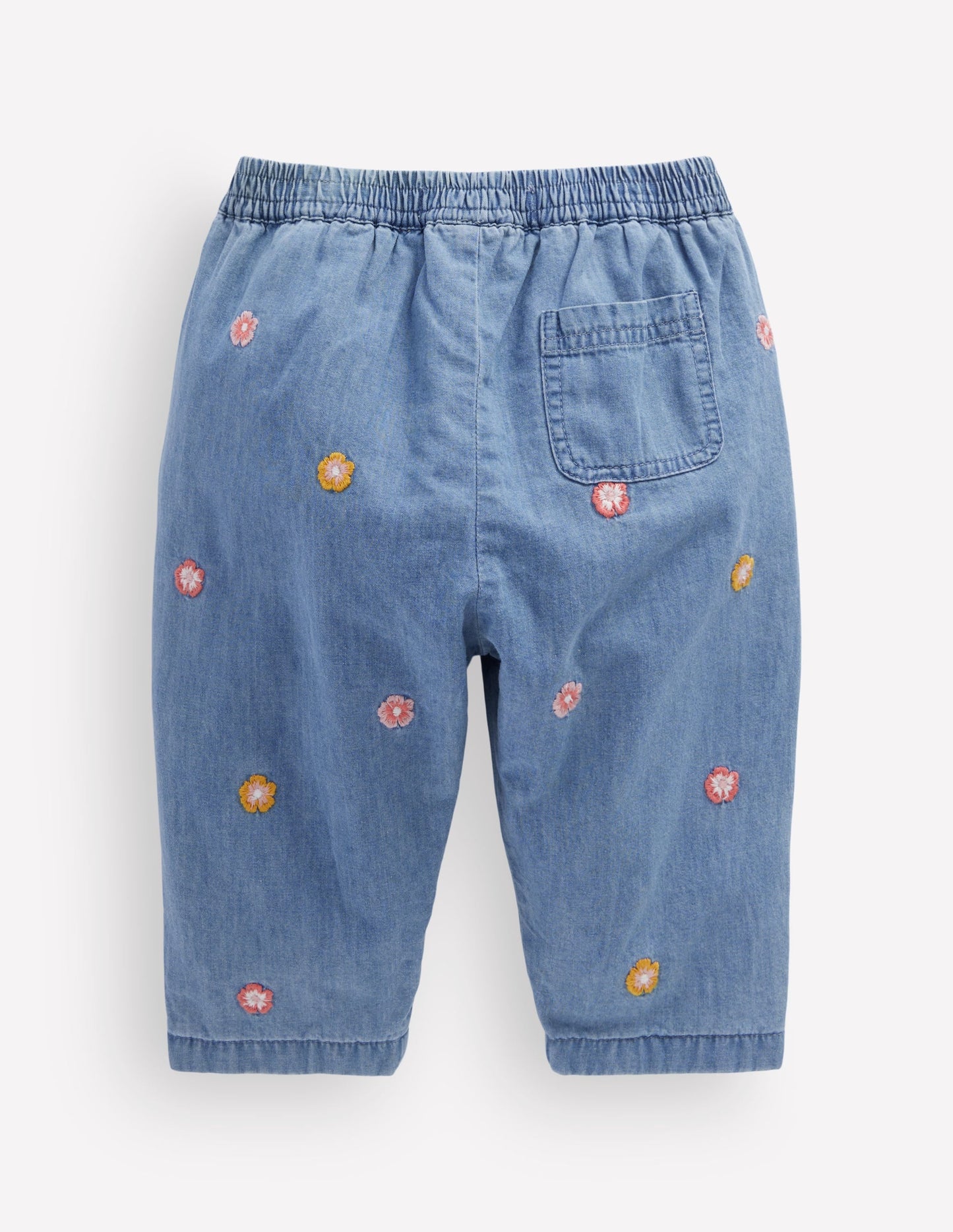 Embroidered Chambray Trousers-Embroidered Chambray