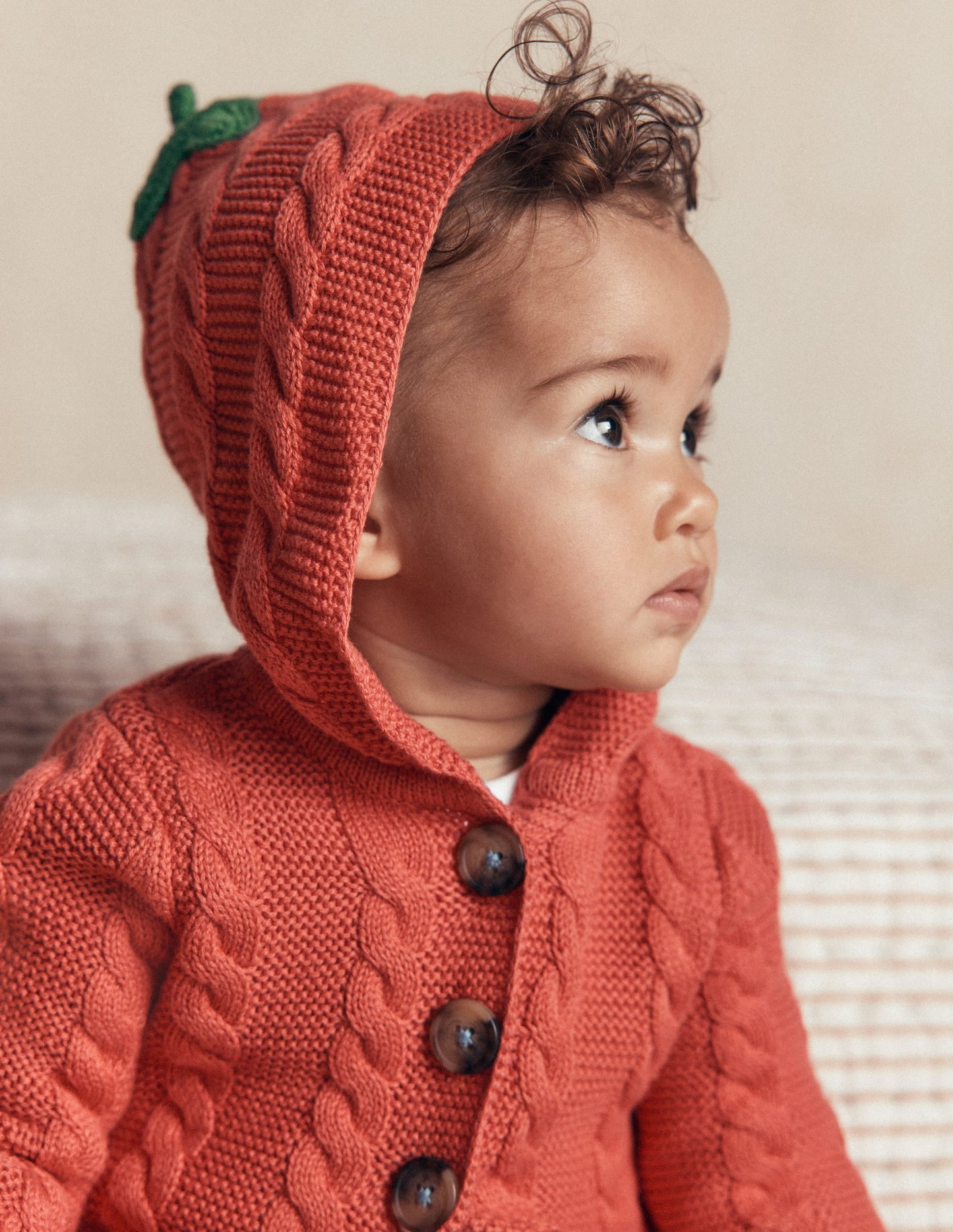 Novelty Cotton Knitted Jacket-Terracotta Clay Pumpkin