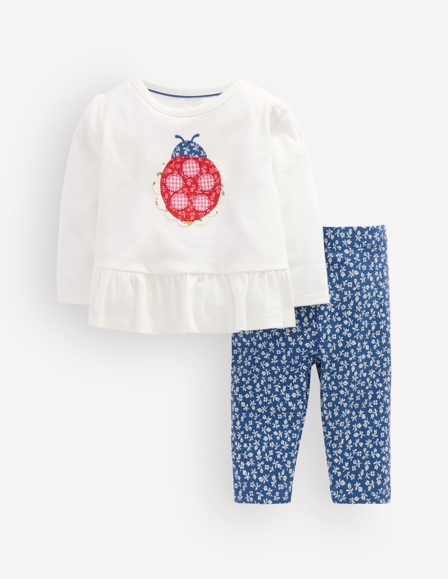 Appliqué Jersey Play Set-Ivory/Blue Ladybird