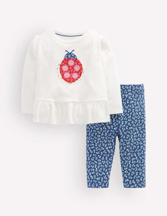 Appliqué Jersey Play Set-Ivory/Blue Ladybird