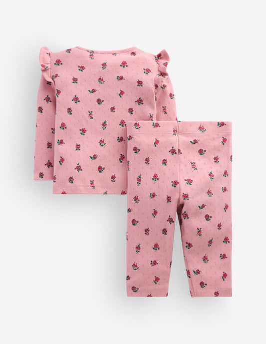Cotton Pointelle Set-Pink Spaced Floral