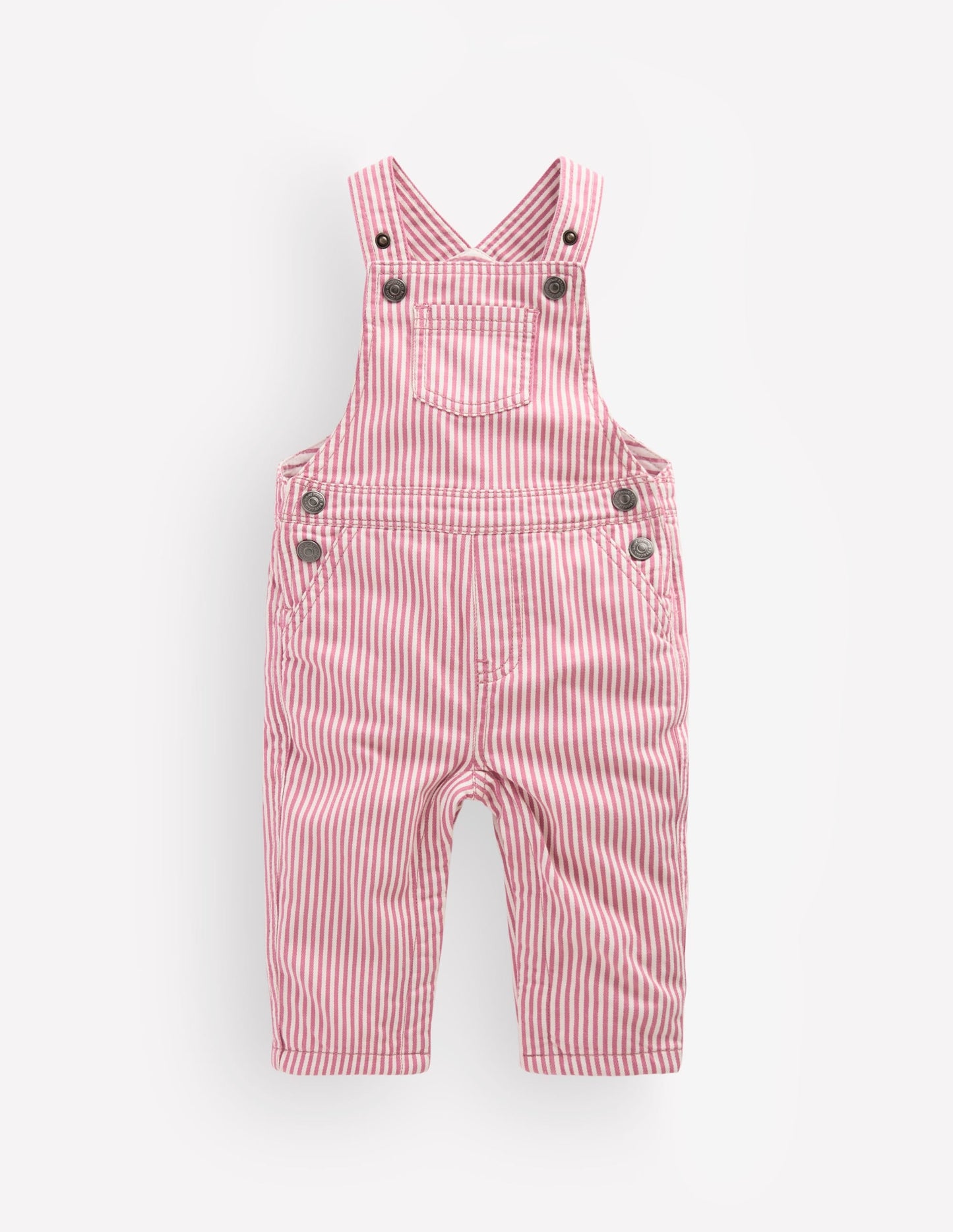 Woven Dungarees-Pink Stripe