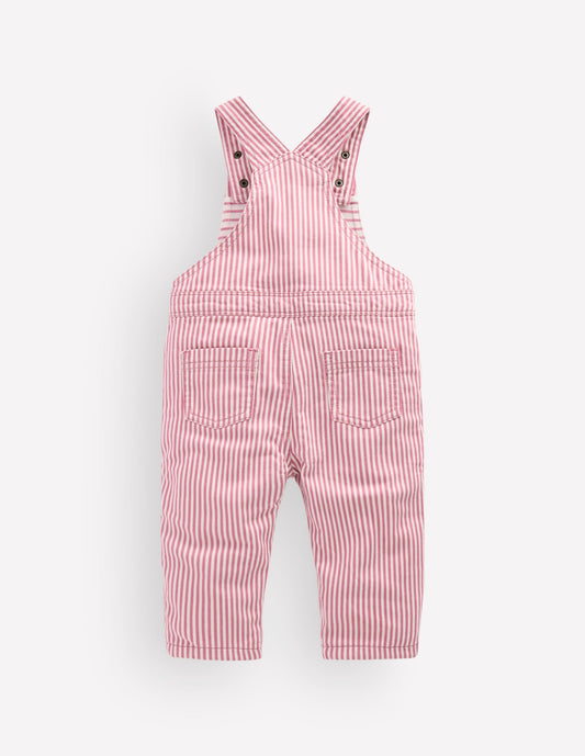 Woven Dungarees-Pink Stripe