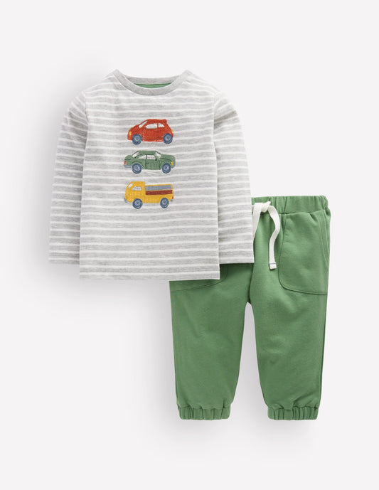Appliqué Jersey Play Set-Green Cars