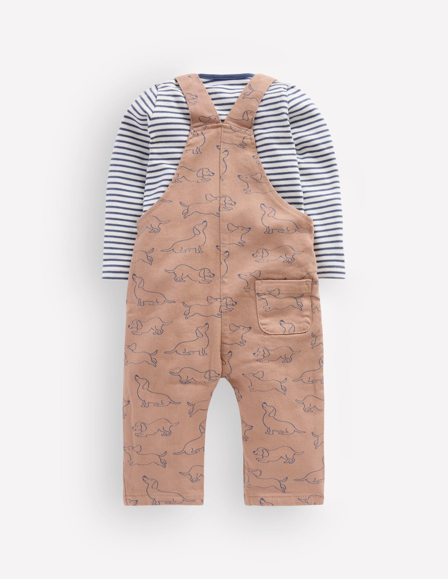 Long Sleeve Dungaree Set-Brown Puppy