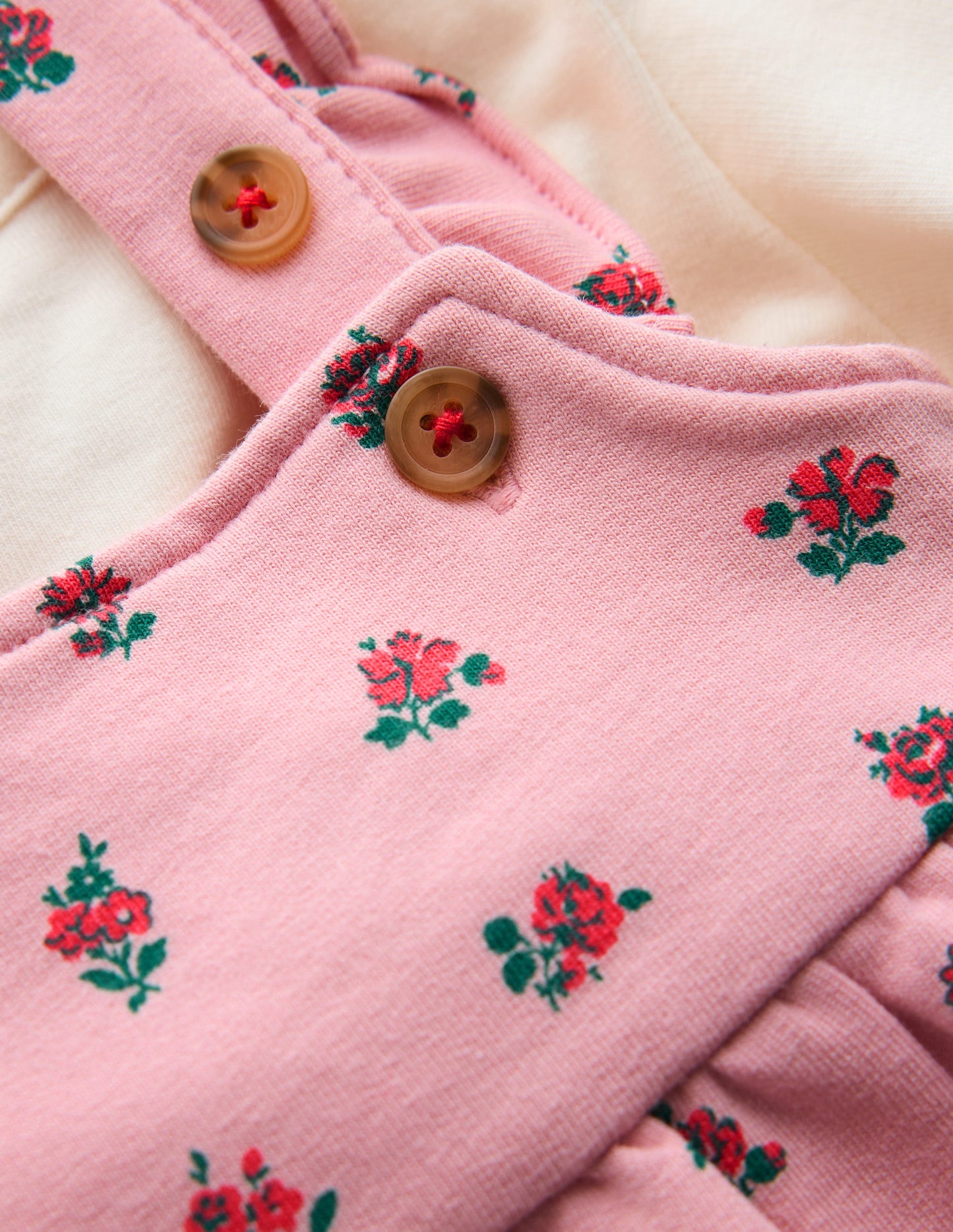 Jersey Pinny Dress Set-Pink Ditsy Vintage Roses