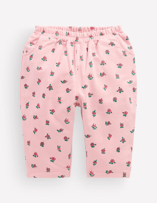 Jersey Pull-on Trousers-Pink Vintage Ditsy Floral