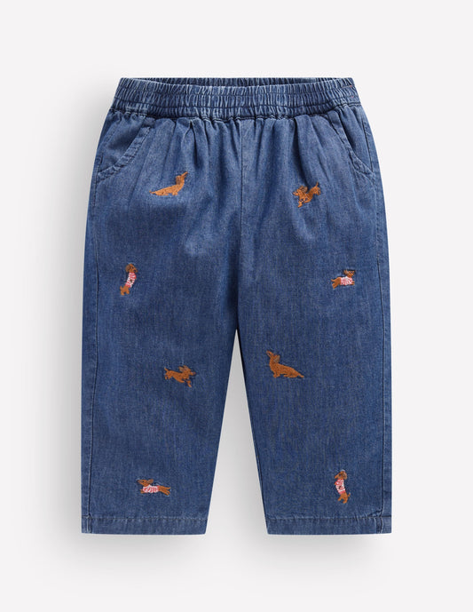Embroidered Chambray Trouser-Chambray Dogs