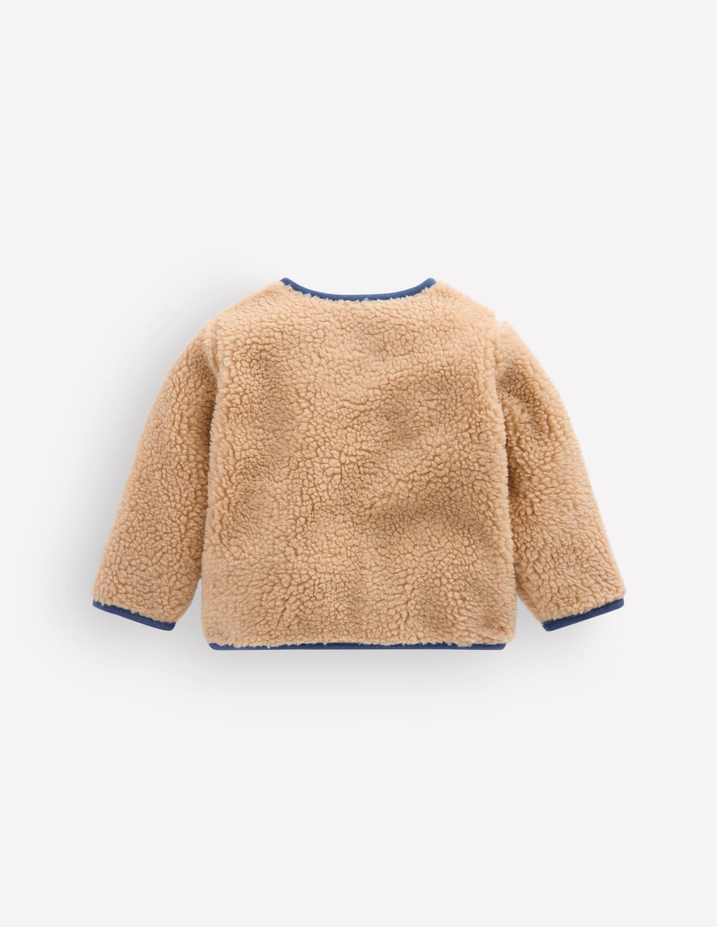 Cosy Borg Button-Down Jacket-Brown/Blue