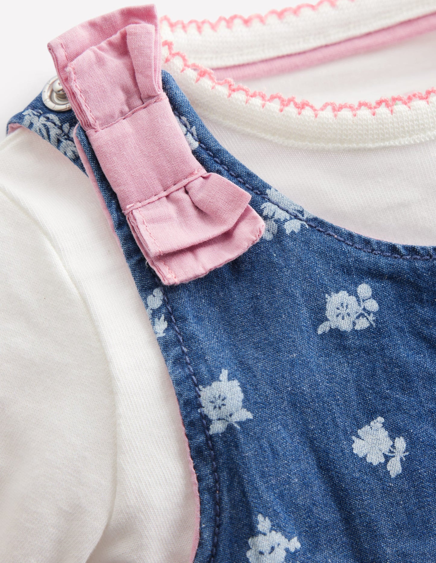 Woven Dungarees Set-Chambray Roses