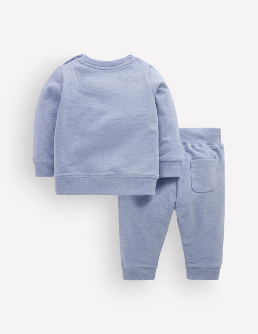 Appliqué Sweatshirt Set-Blue Marl Farm