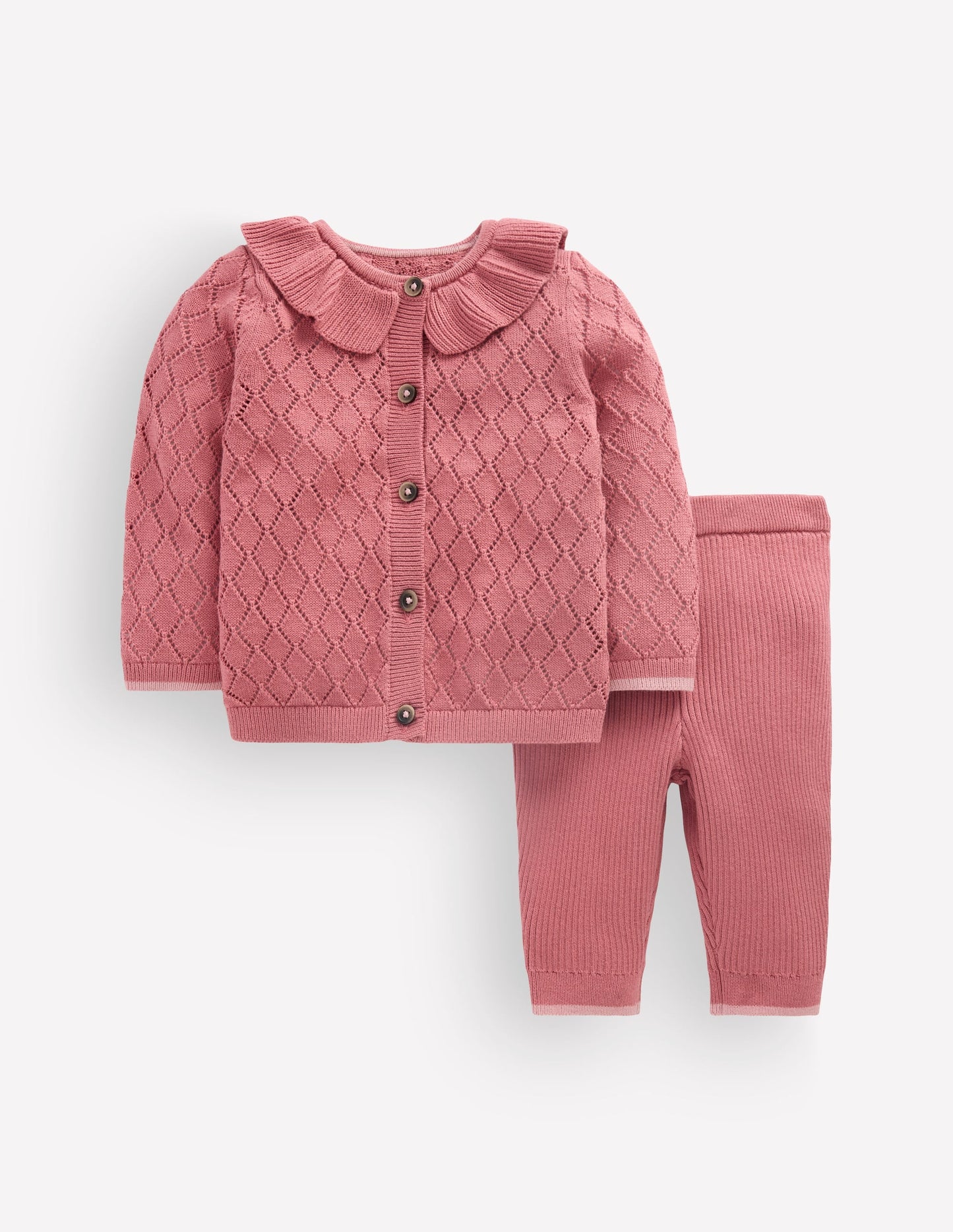 Pointelle Knitted Play Set-Vintage Rose