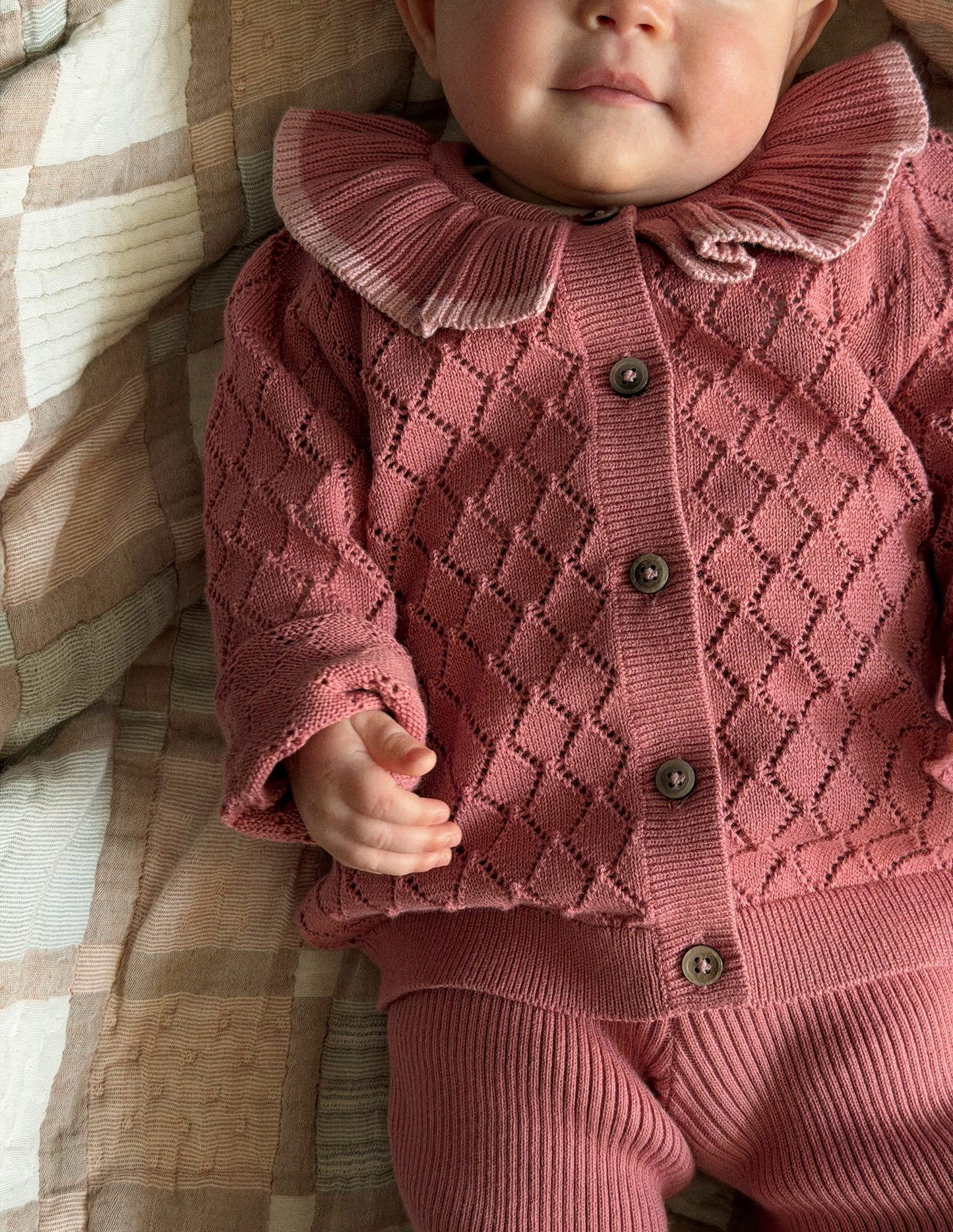 Pointelle Knitted Play Set-Vintage Rose