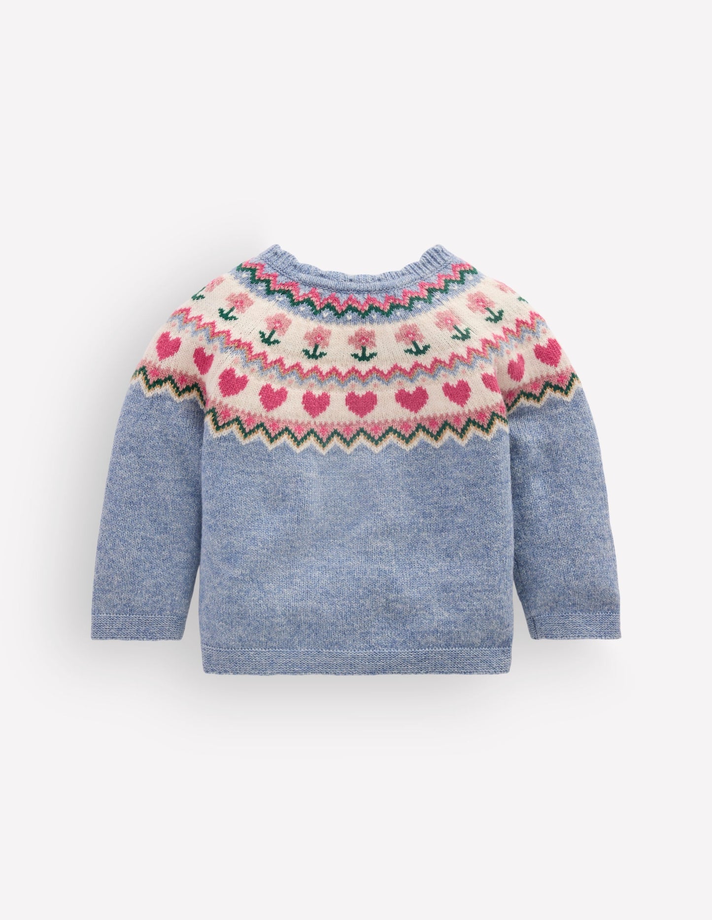 Fair Isle Cardigan-Glacier Blue Marl