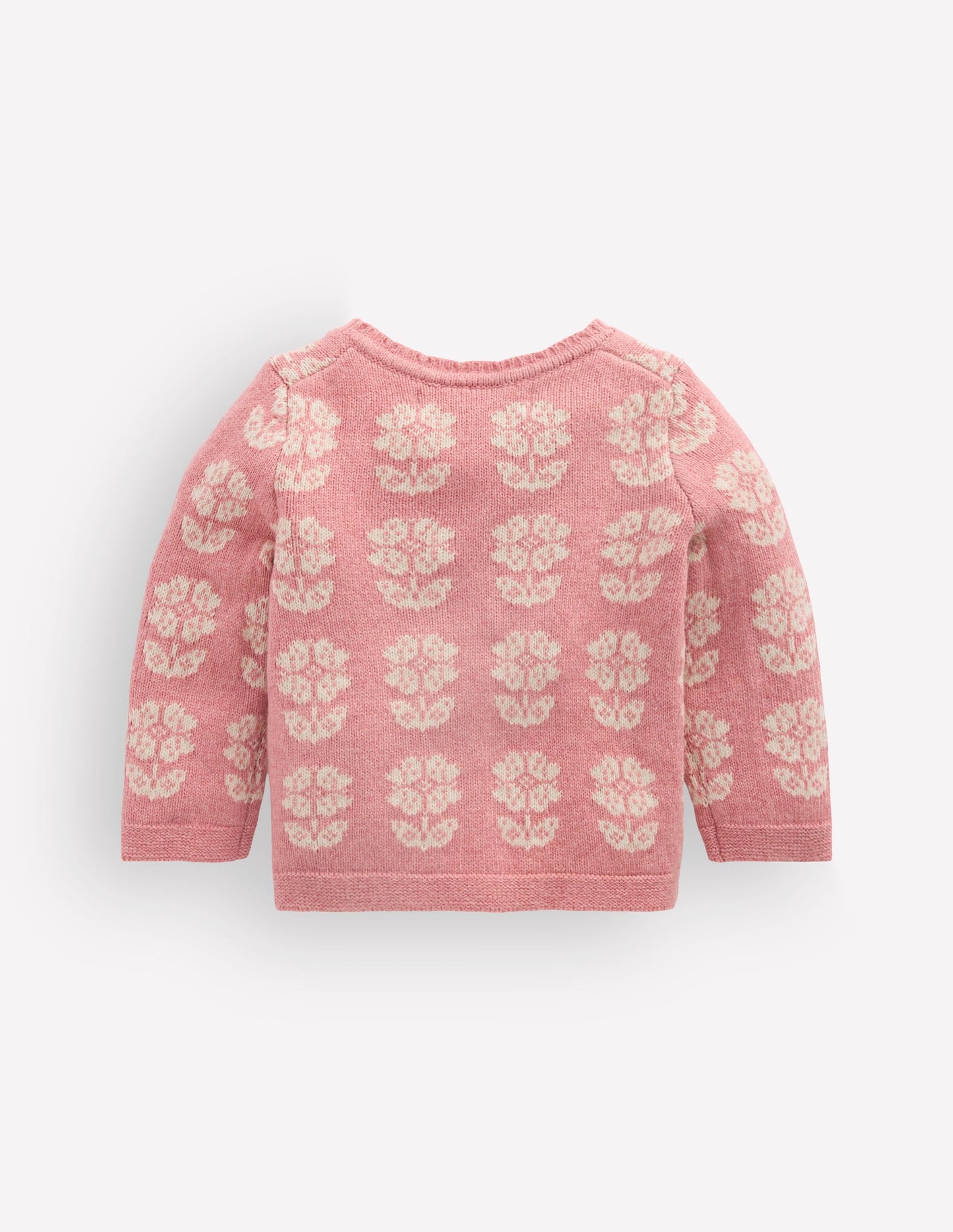 Fair Isle Cardigan-Pink Heather Marl