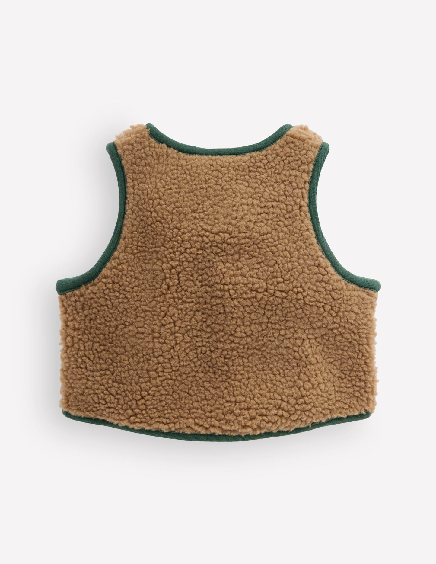 Plain Borg Gilet-Brown and Dark Green