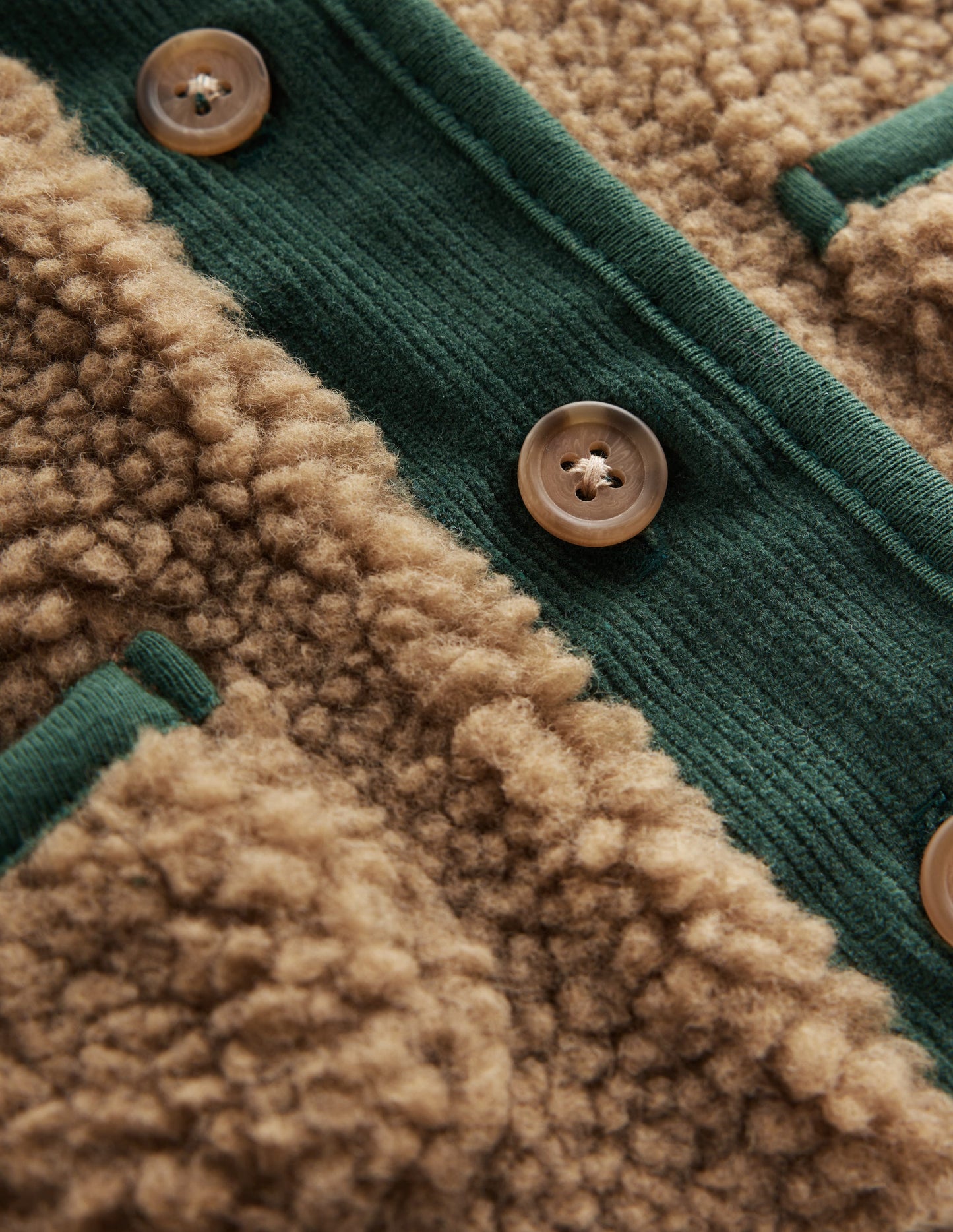 Plain Borg Gilet-Brown and Dark Green