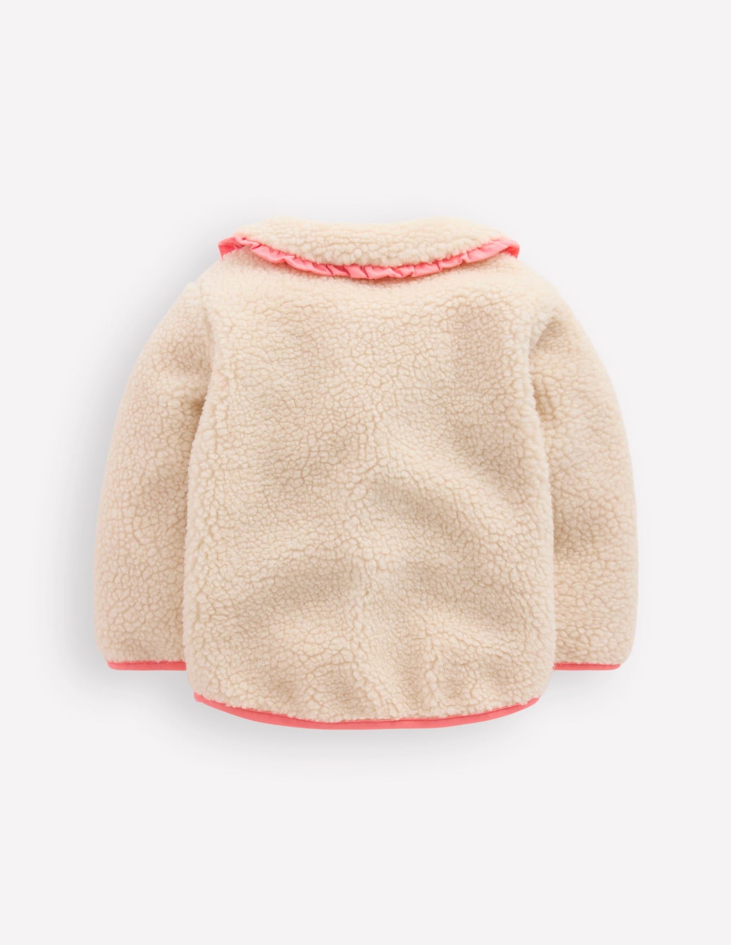 Borg Collared Jacket-Neutral/Pink Heart
