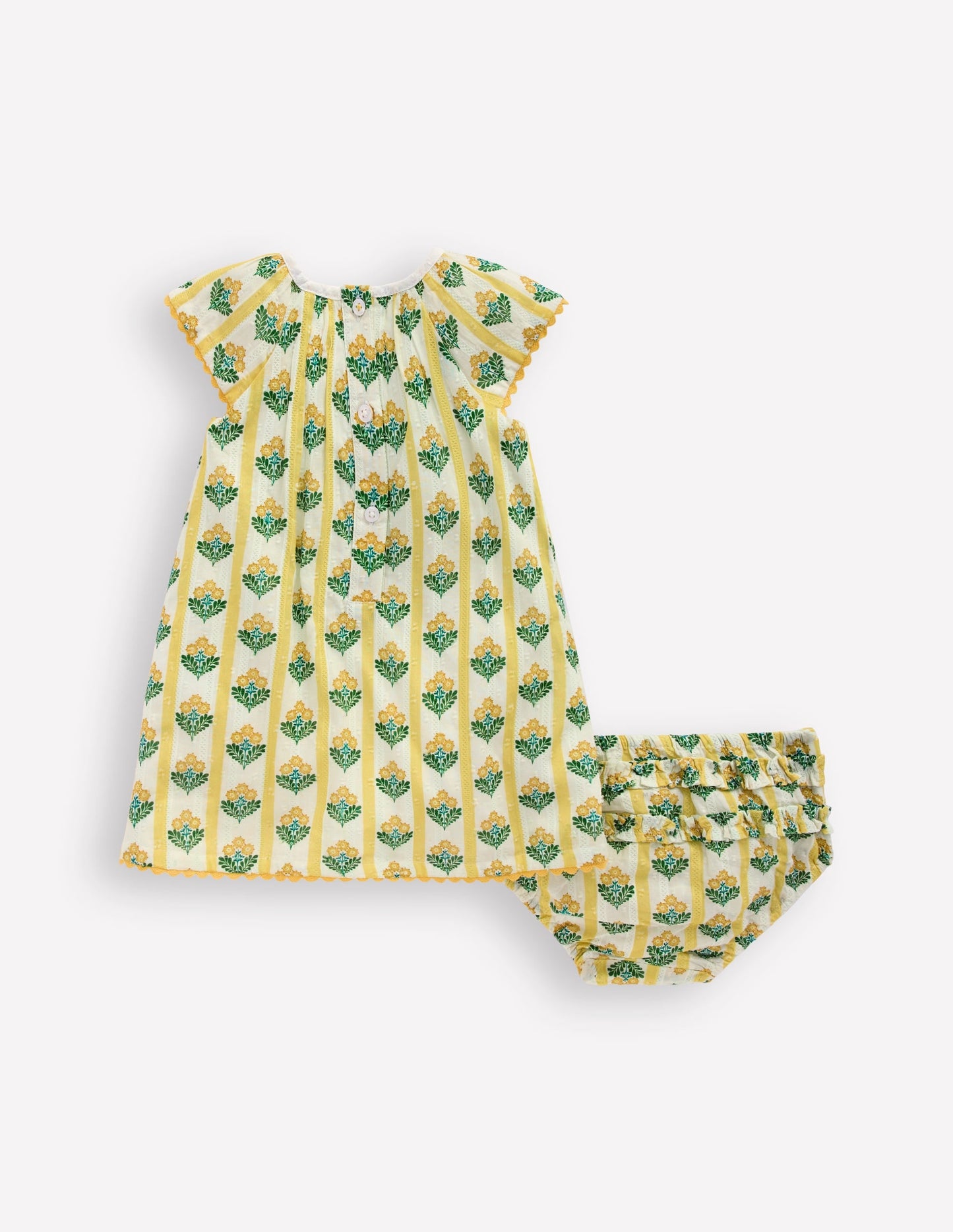 Floaty Shirred Dress-Yellow Flower Stem