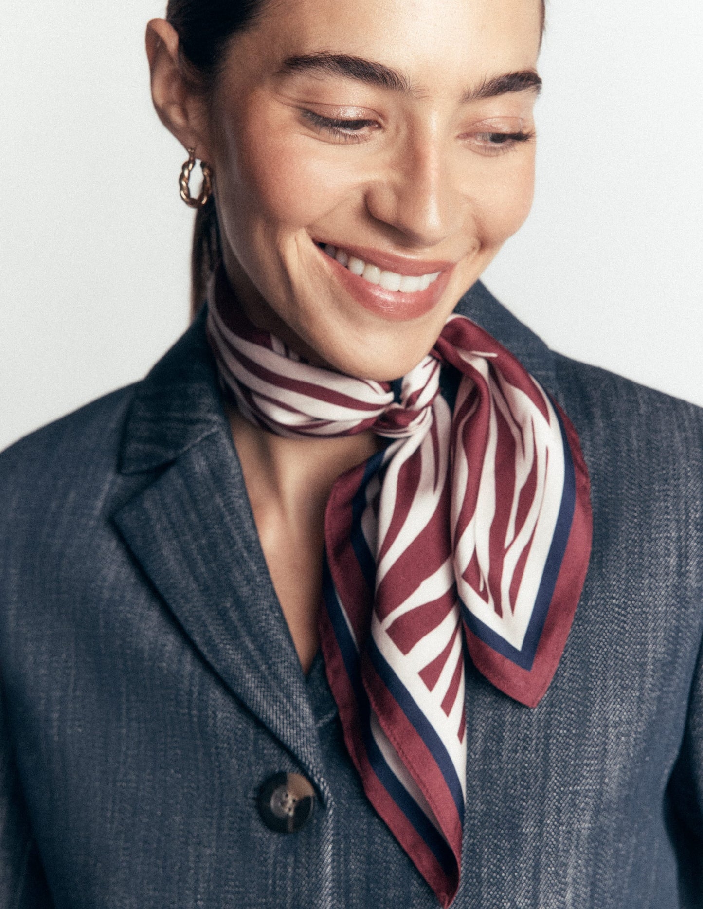 Elisabeth Silk Square Scarf-Chestnut, Zebra Swirl