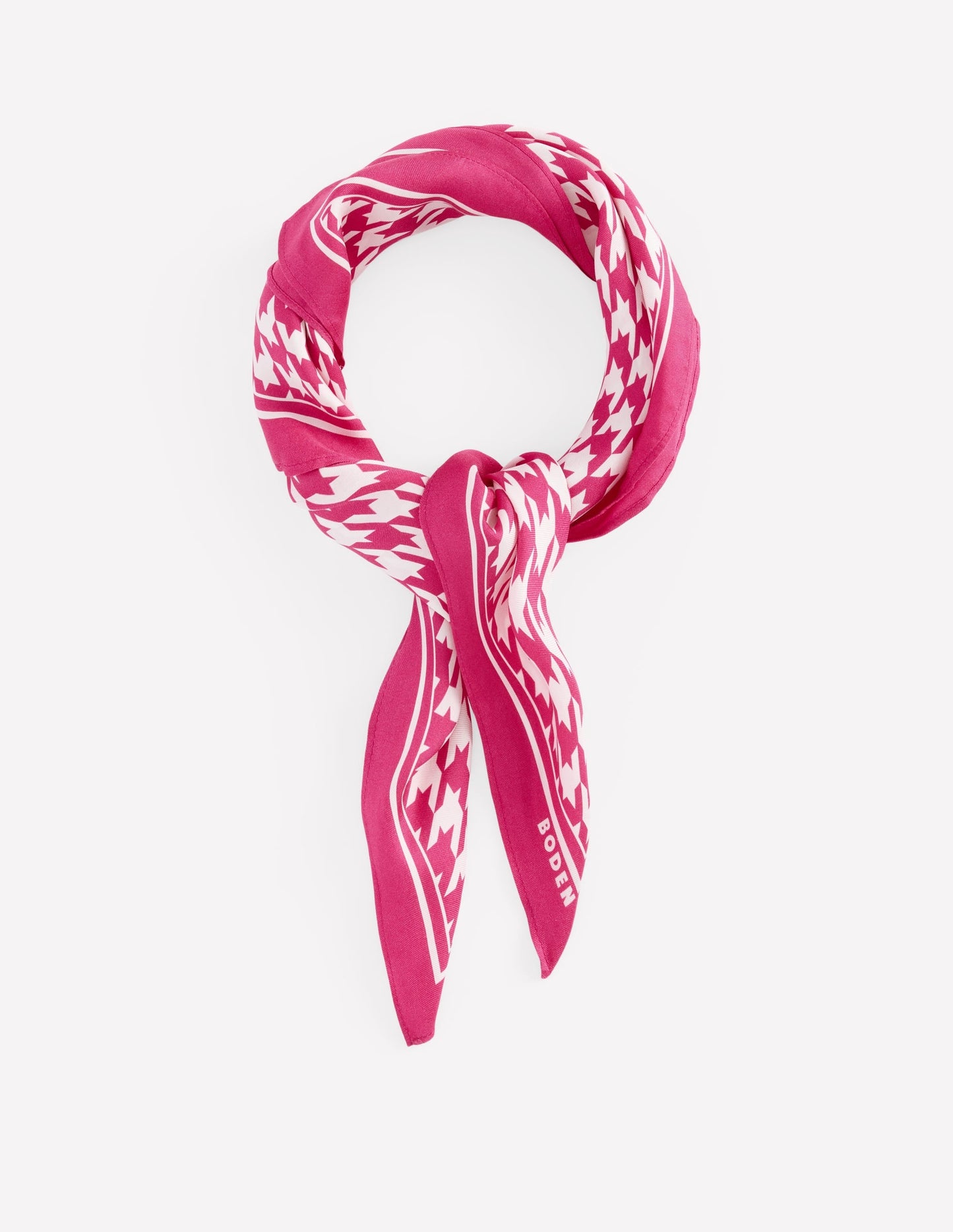 Elisabeth Silk Square Scarf-Pink Peony, Houndstooth