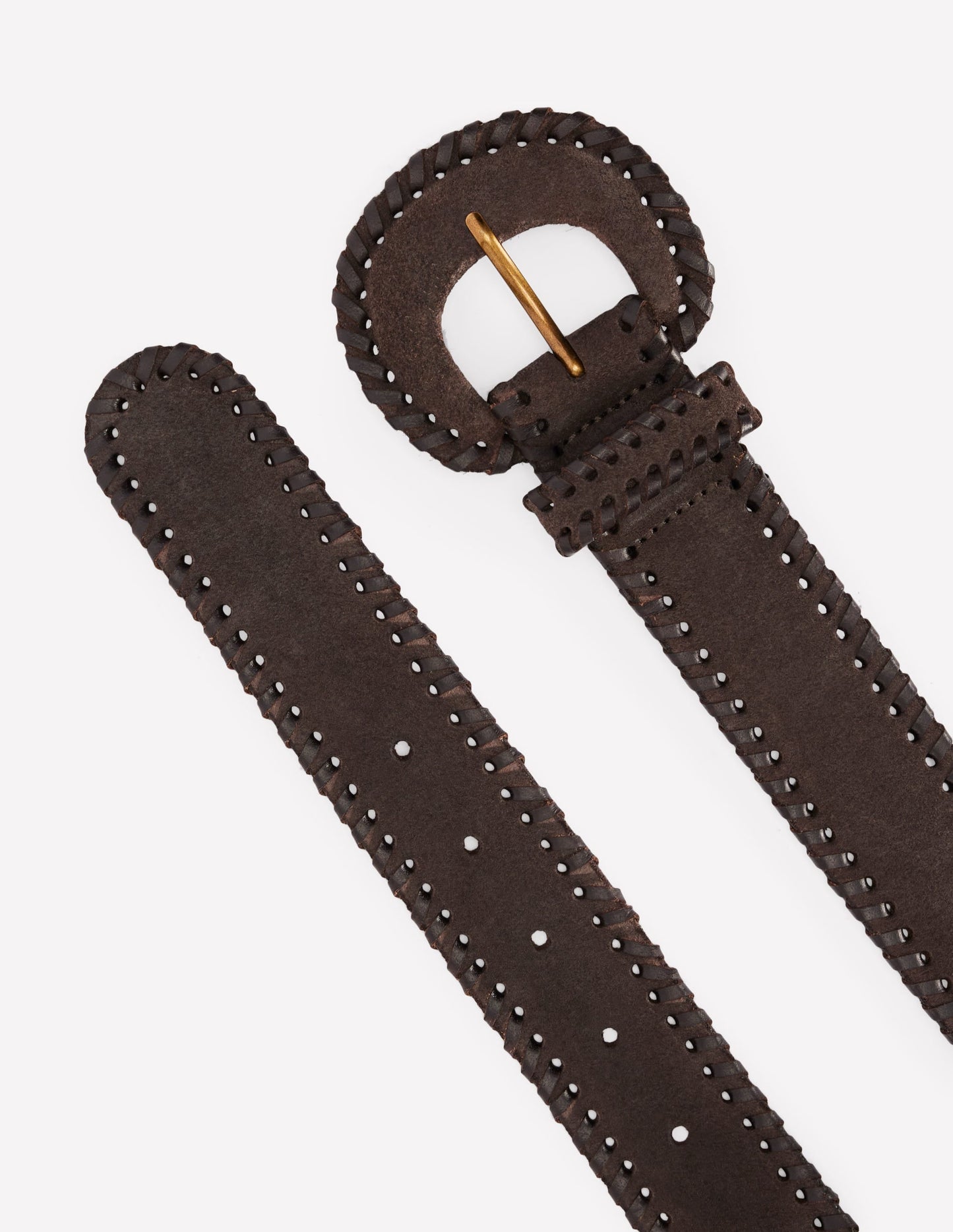 Covered Whipstitch Belt-Chocolate