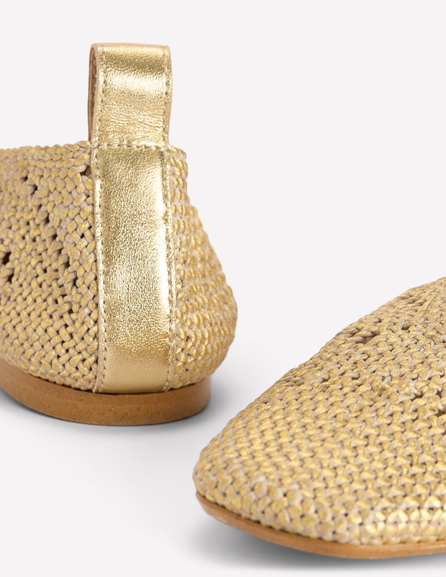 Knitted Ballet Flats-Gold Metallic