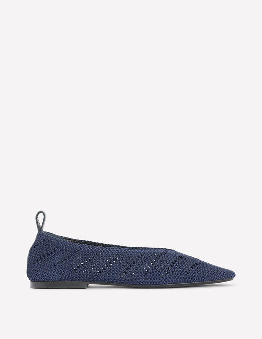 Knitted Ballet Flats-Navy