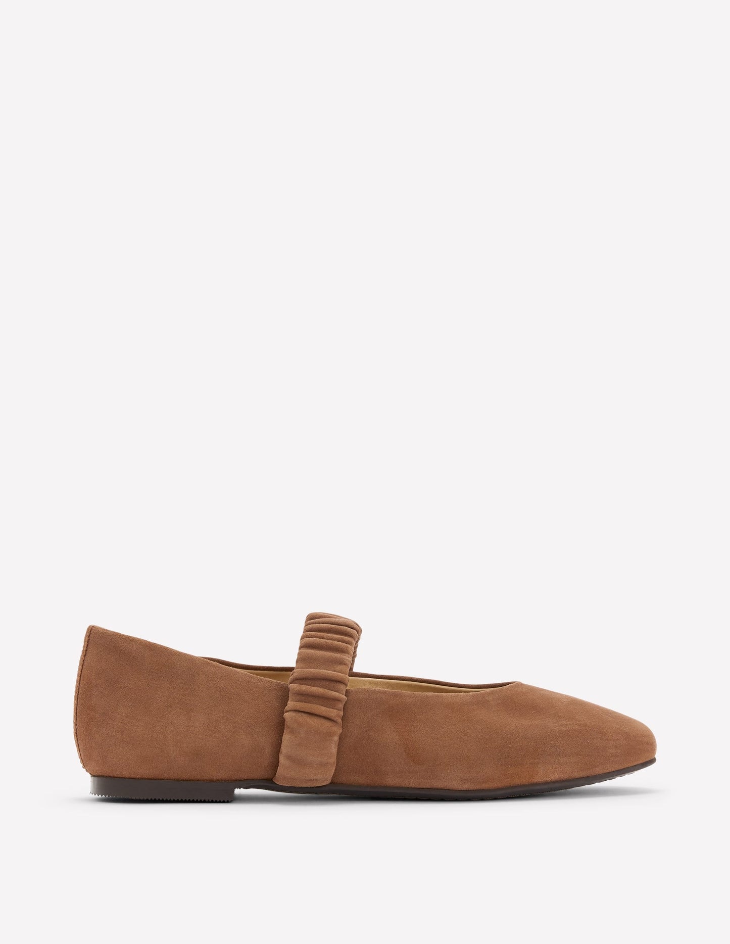Camilla Ruched Ballet Flats-Raw Umber Suede