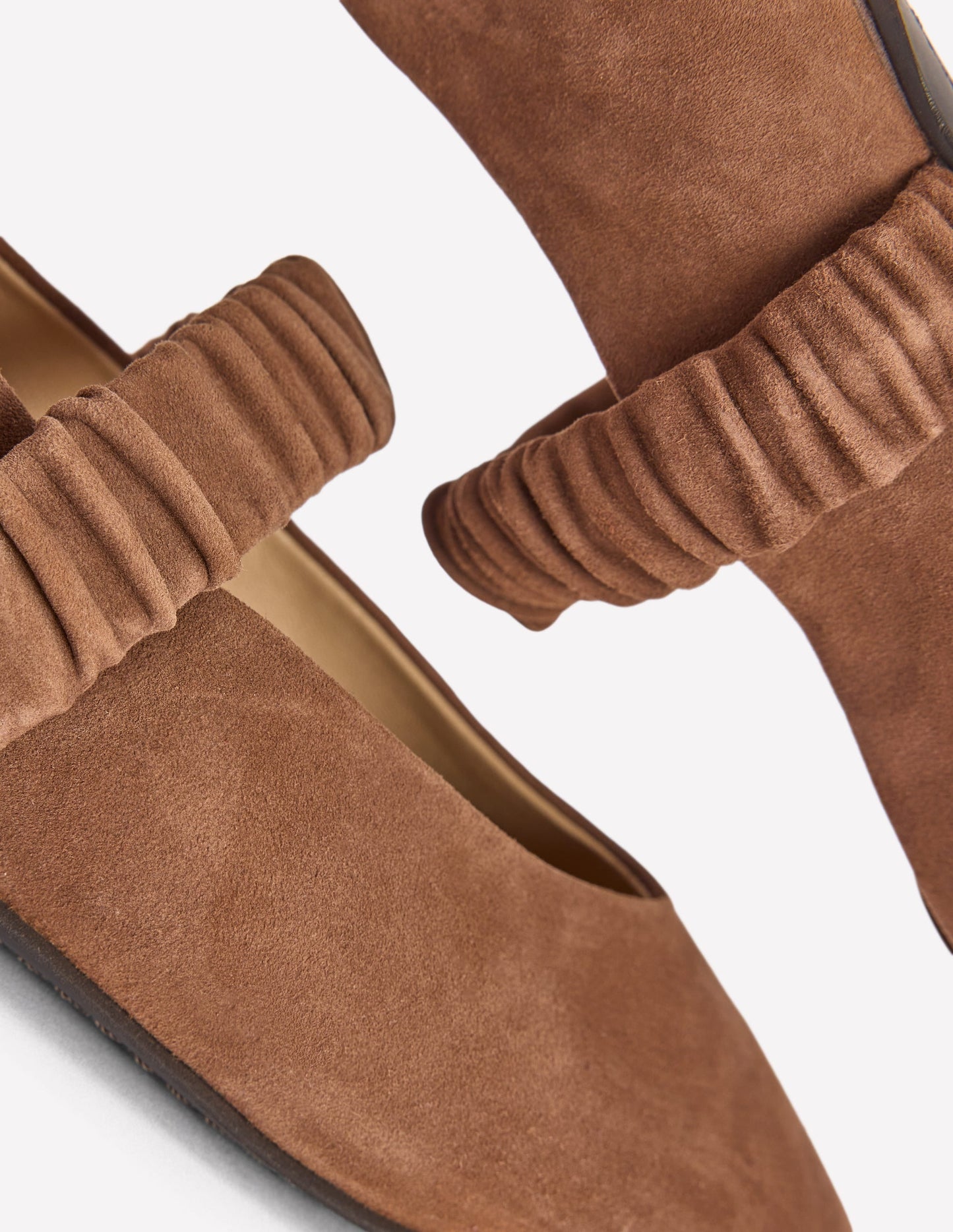Camilla Ruched Ballet Flats-Raw Umber Suede