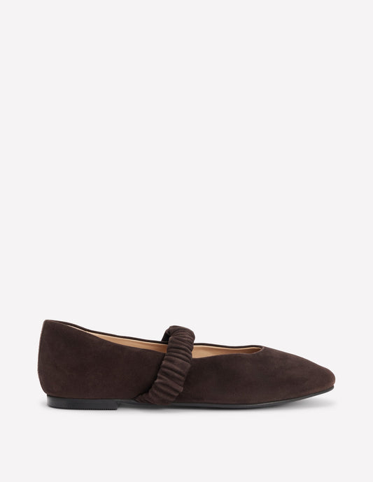 Camilla Ruched Ballet Flats-Bitter Chocolate