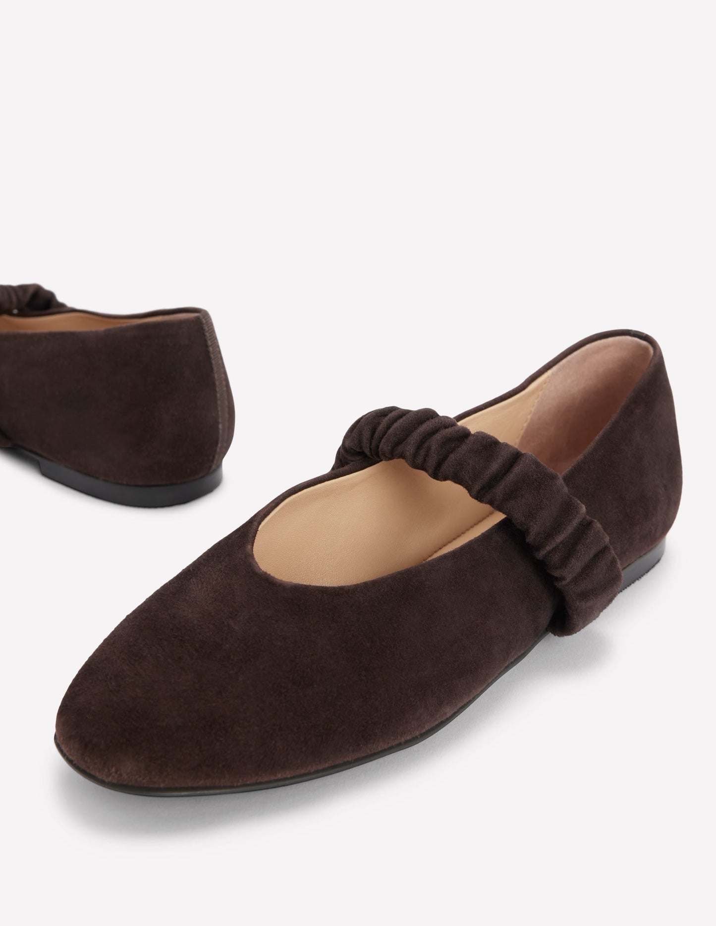 Camilla Ruched Ballet Flats-Bitter Chocolate