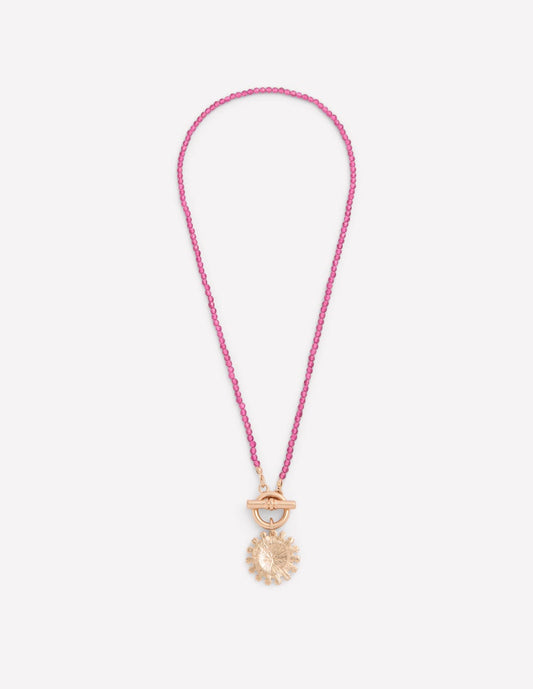 Bead Metal Necklace-Pink