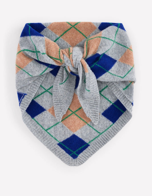 Cashmere Neckerchief-Grey Argyle