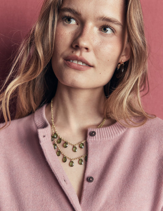 Layered Teardrop Necklace-Green