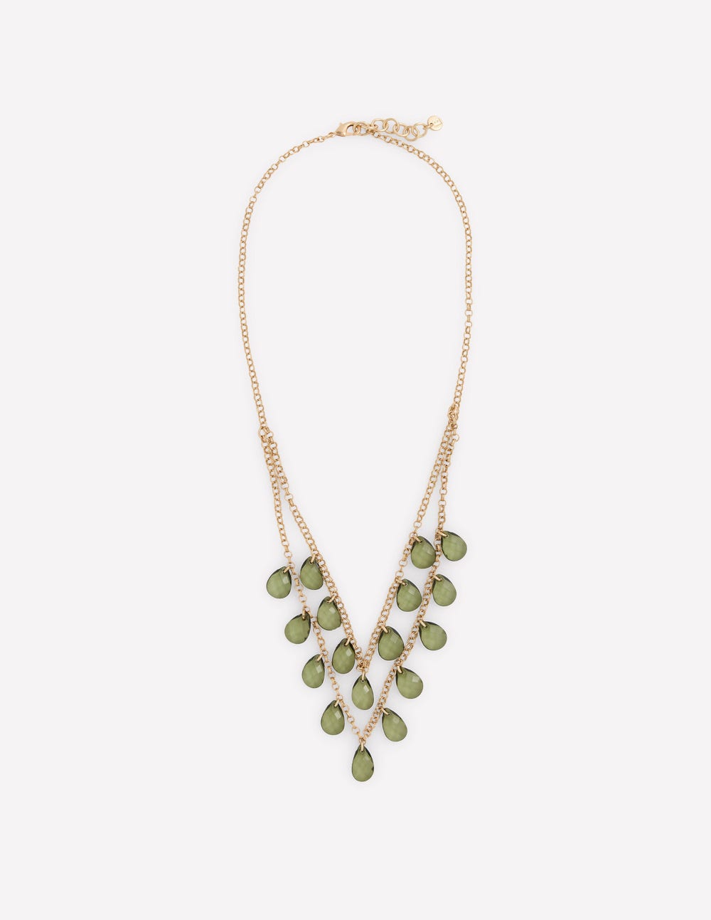 Layered Teardrop Necklace-Green