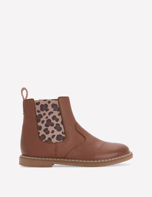 Leather Chelsea Boots-Tan Leopard
