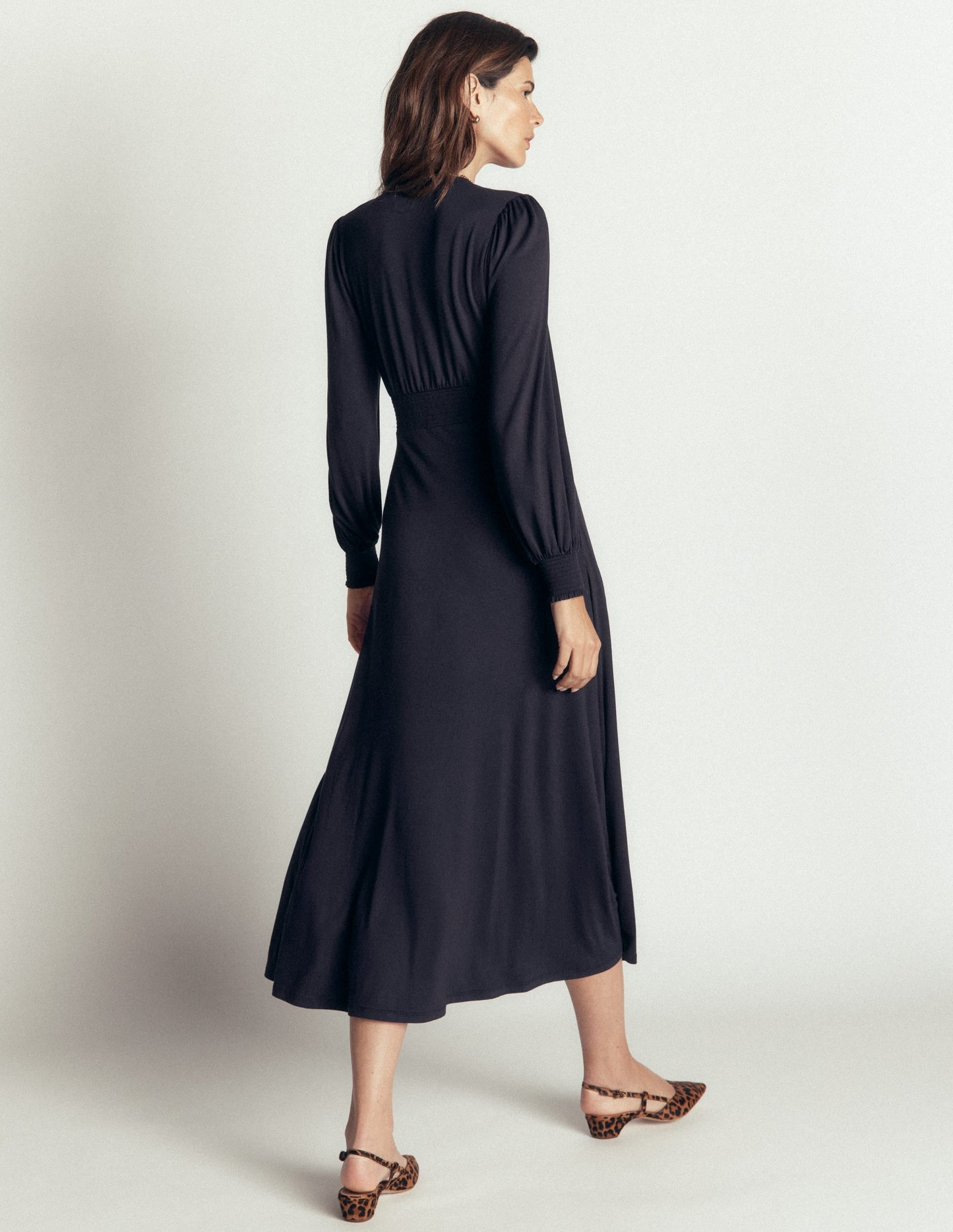 Georgia Jersey Midi Dress-Navy