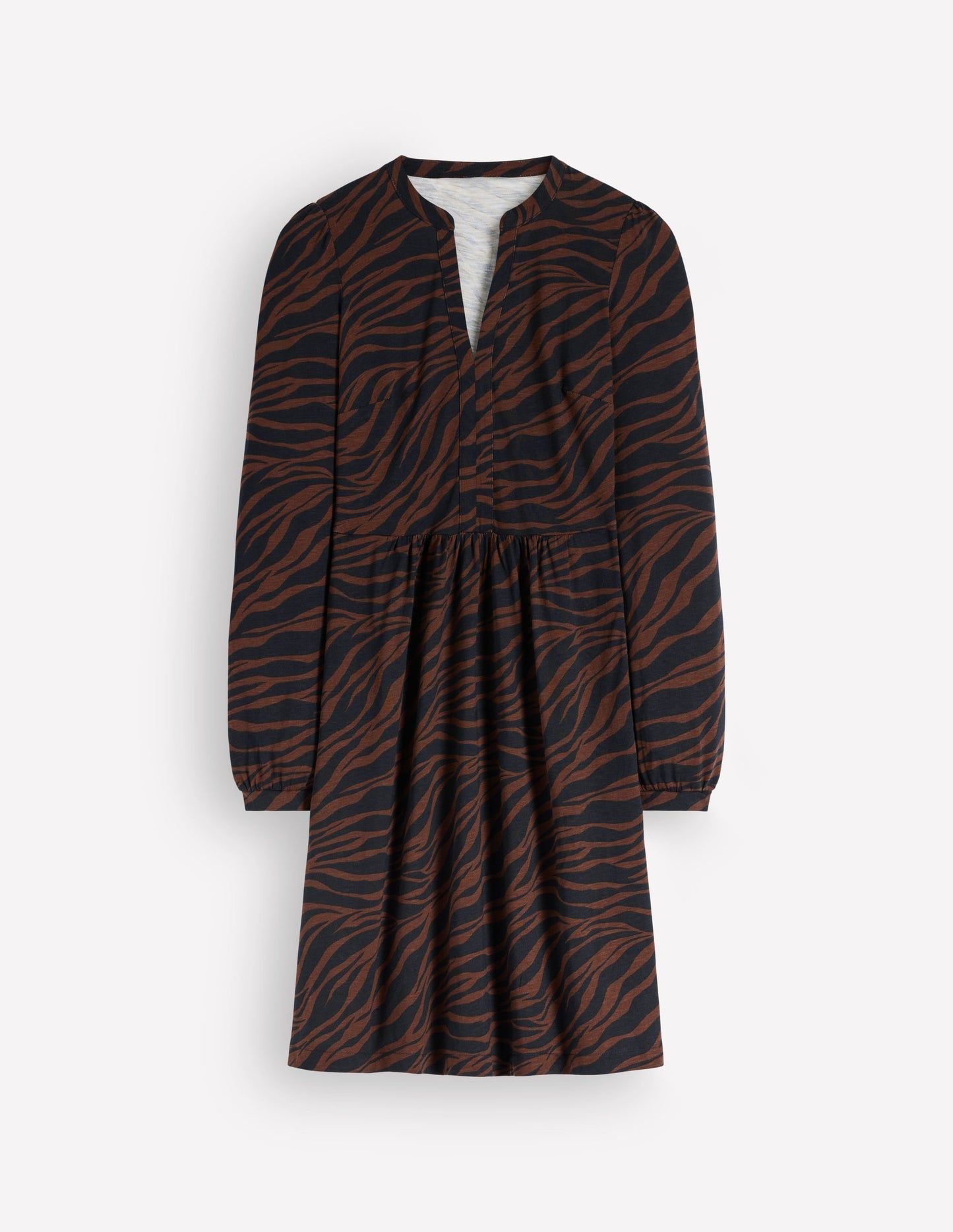 Naomi Relaxed Jersey Dress-Raw Umber, Zebra Swirl