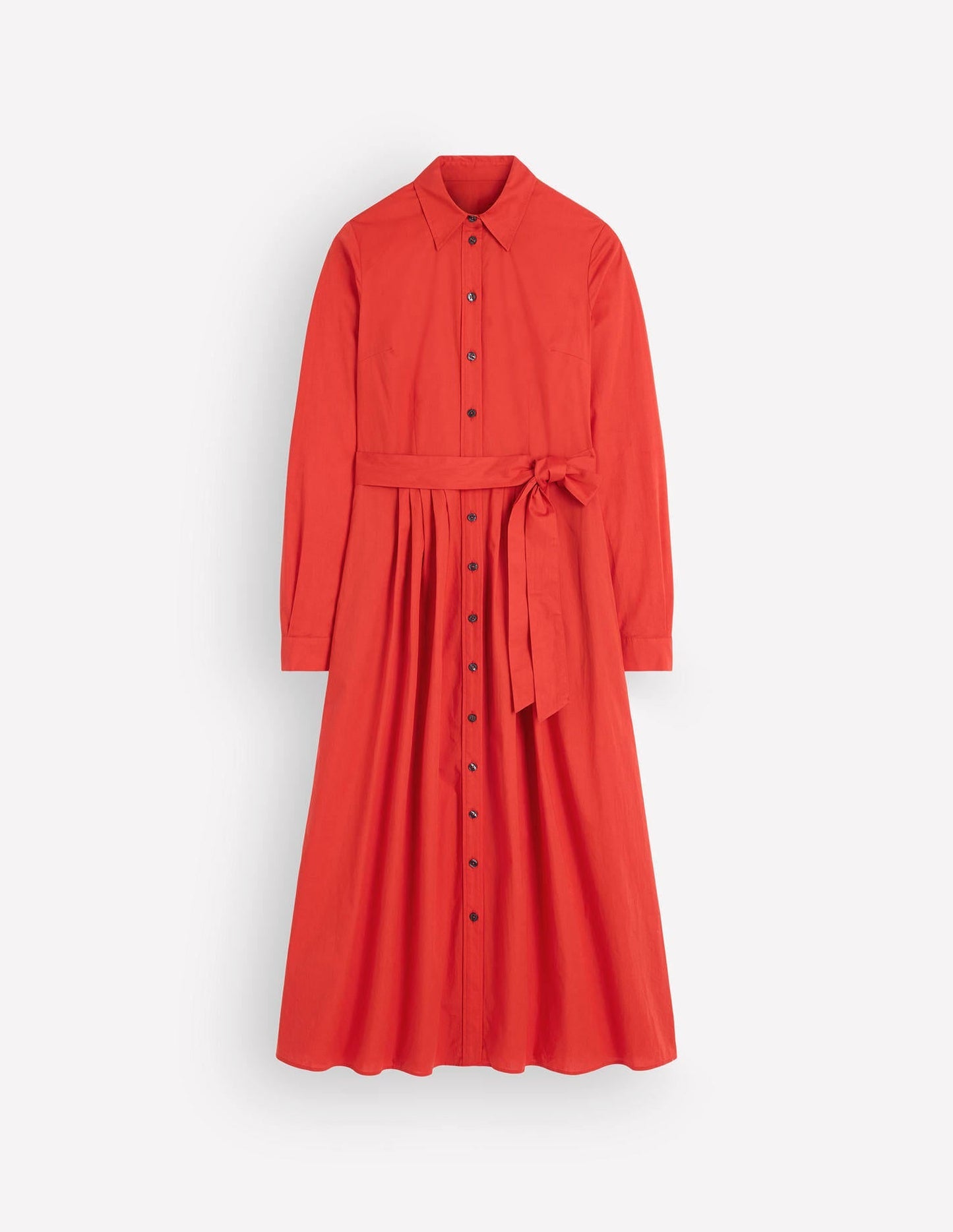 Alexa Cotton Midi Shirt Dress-Blood Orange