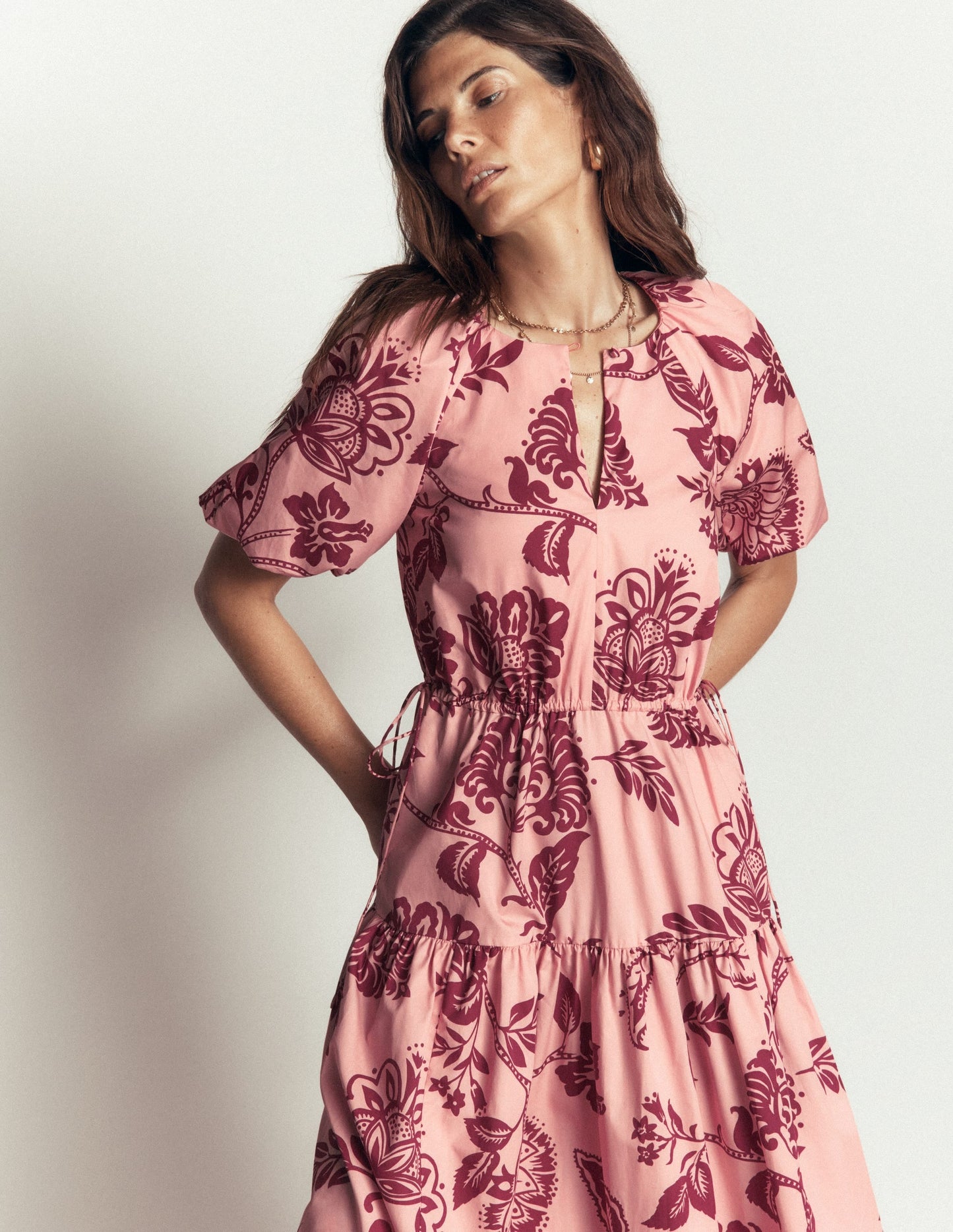 Draw Waist Cotton Dress-Chalk Pink, Planted Meadows