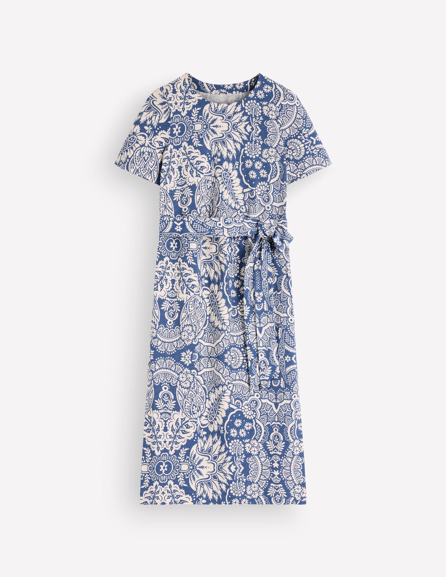 T-Shirt Jersey Midi Dress-Lyons Blue, Arabesque Meadows