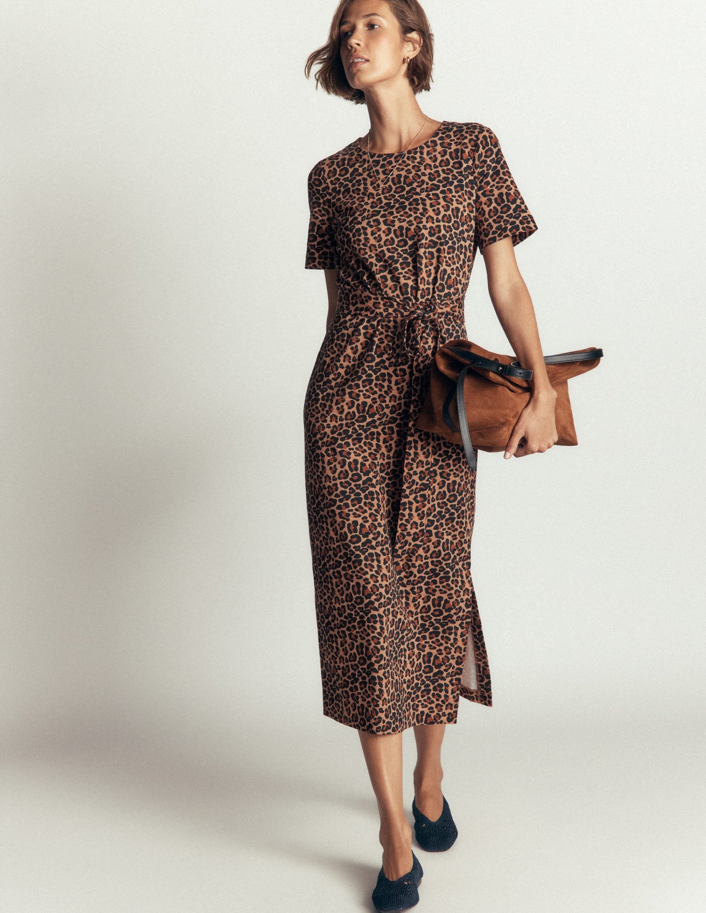 T-Shirt Jersey Midi Dress-Camel, Animal Fields