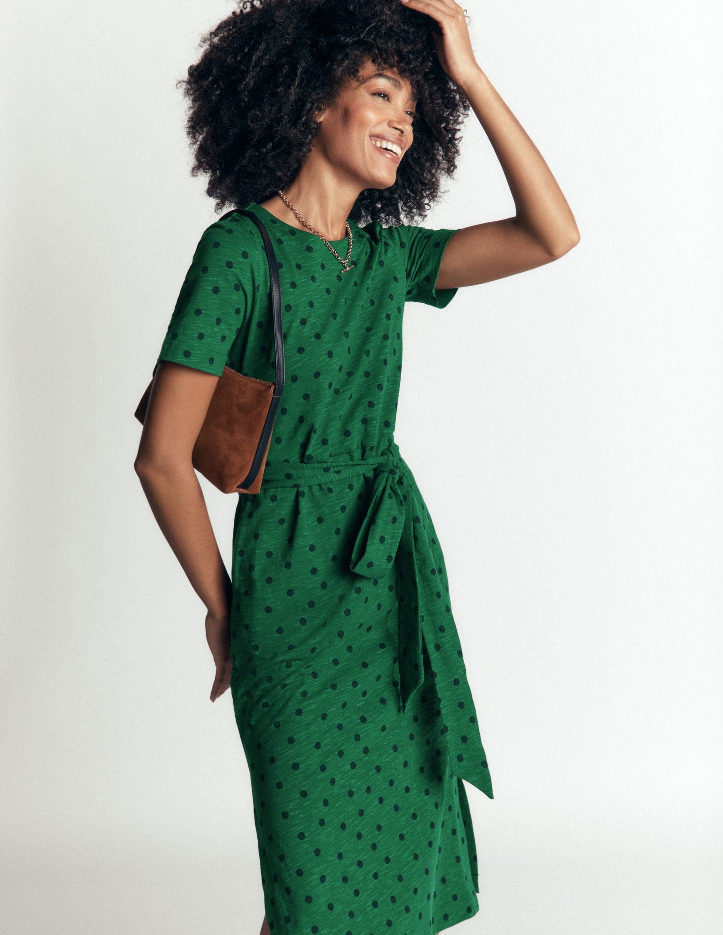 T-Shirt Jersey Midi Dress-Hunter Green, Boden Spot