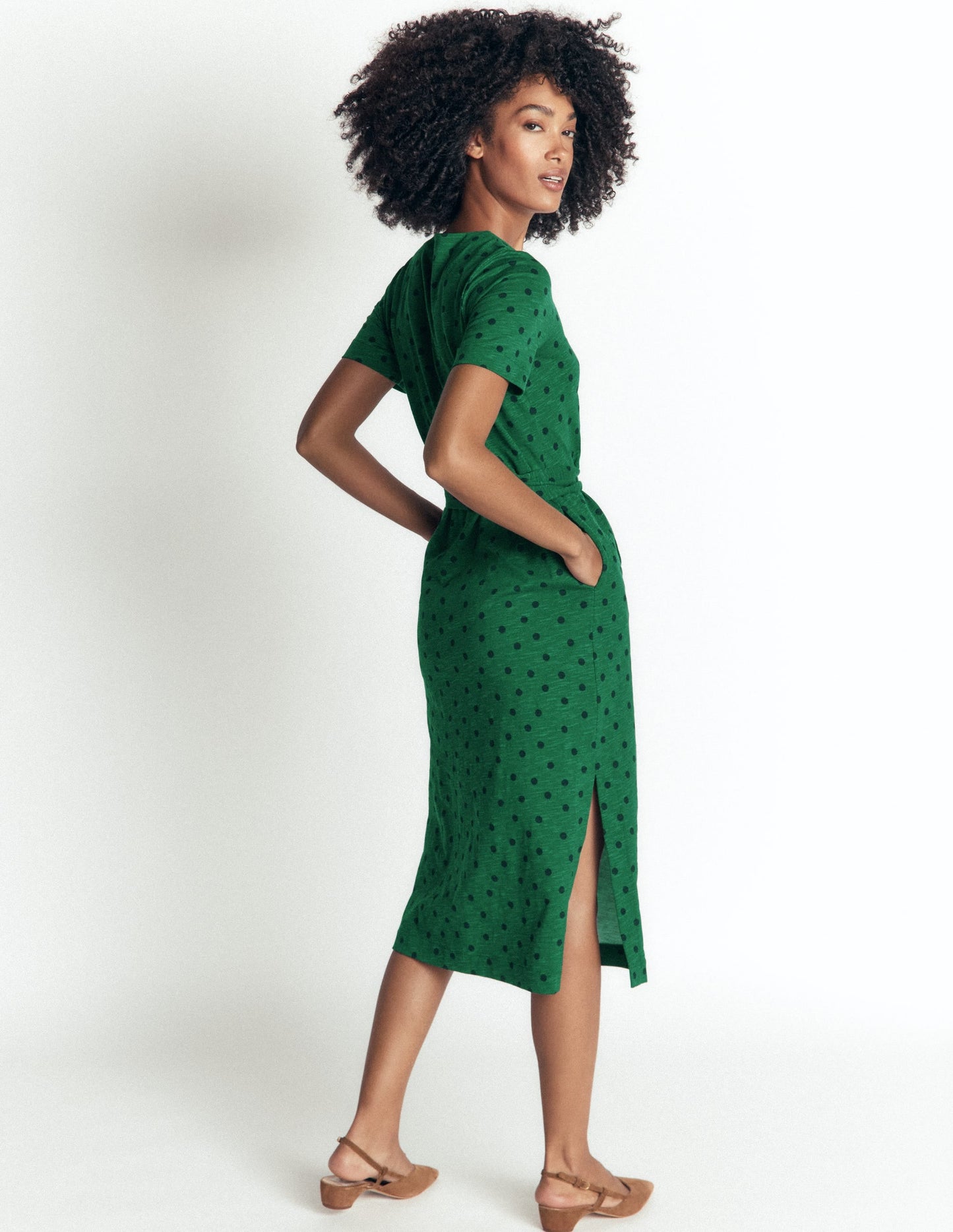 T-Shirt Jersey Midi Dress-Hunter Green, Boden Spot